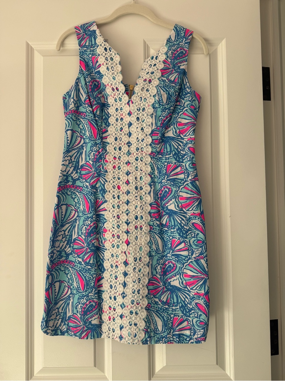 Lilly Pulitzer x Target Blue & Pink Printed Dress with White Lace Trim